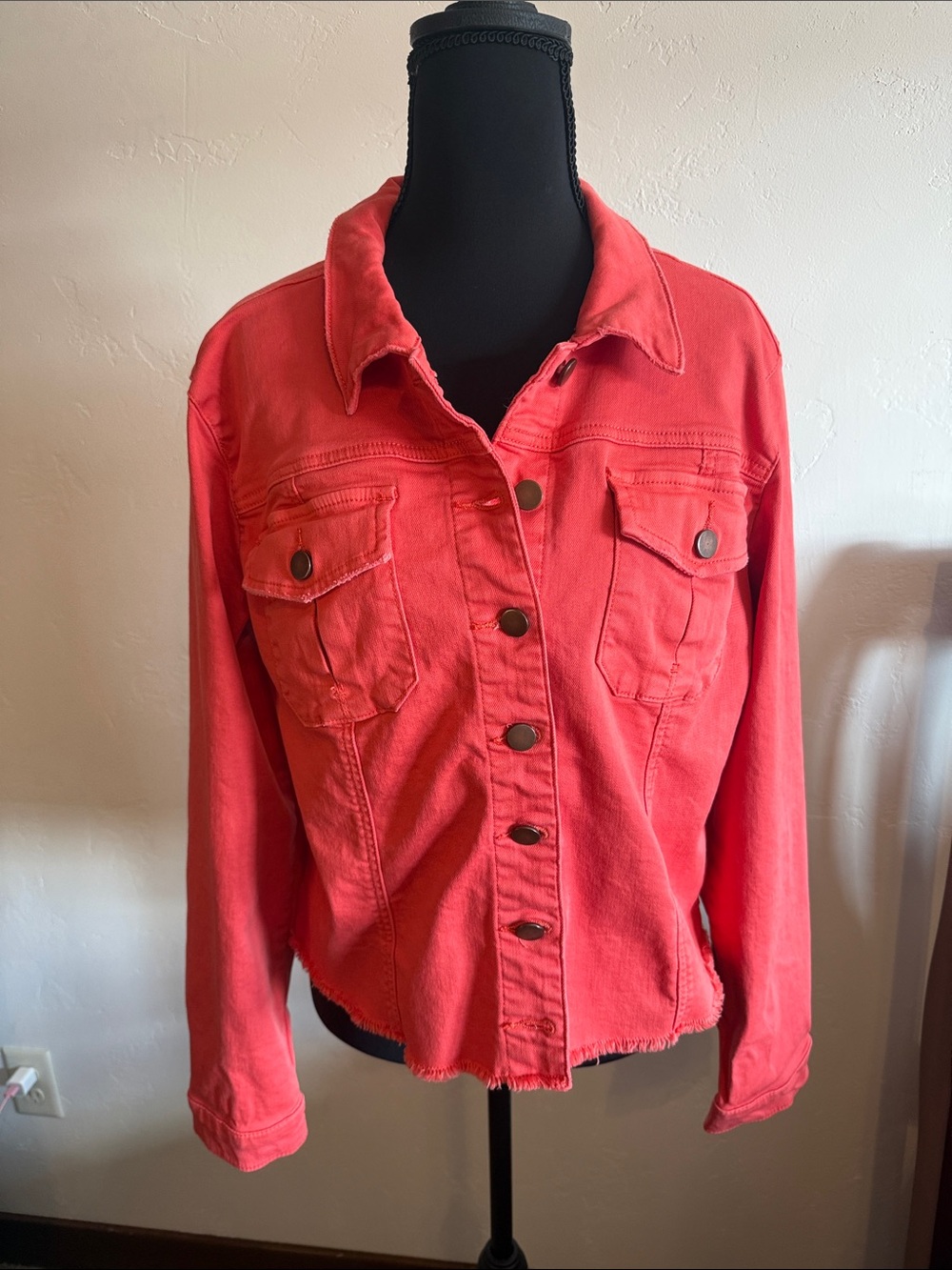 Kut from the Kloth Coral Red Denim Jacket